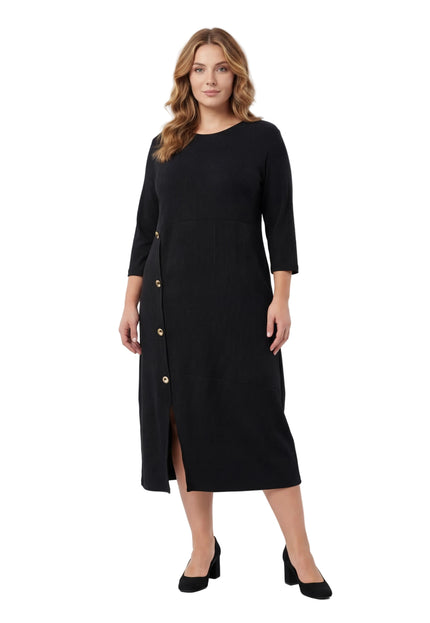 Разкроена официална черна рокля големи размери