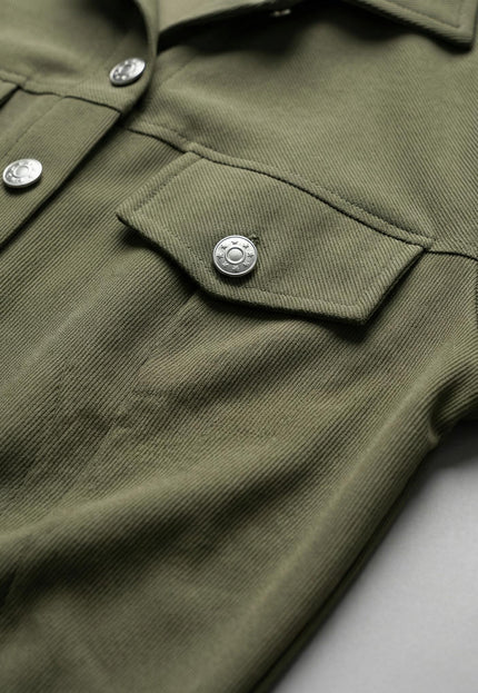 Дамски комплект от две части с тениска с щампа и сако каки