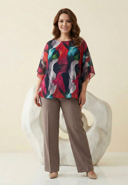 Официална  туника от шифон с еластична подплата големи размери