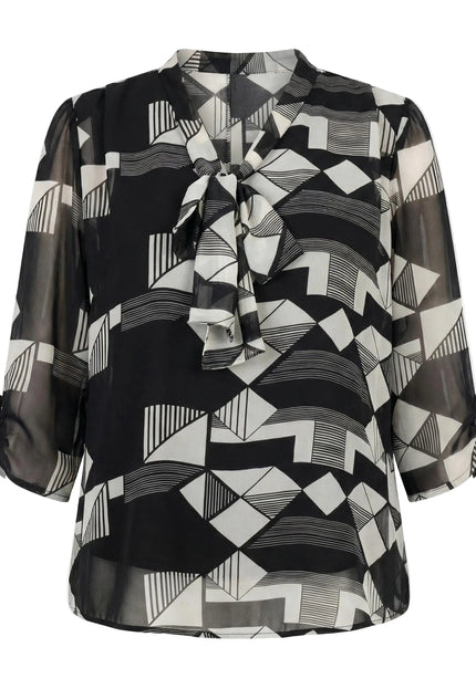 Официална черна макси туника с панделка и 7/8 ръкав