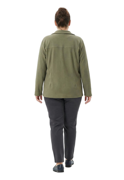 Дамски комплект от две части с тениска с щампа и сако каки