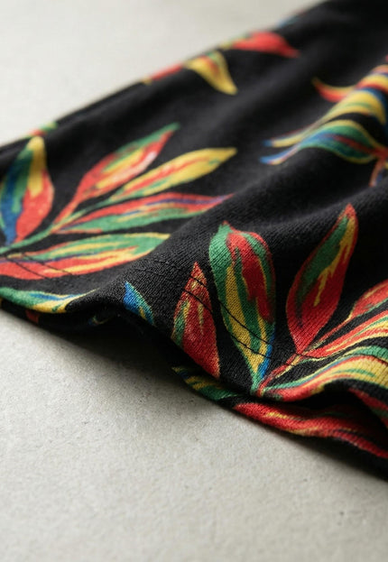 Официална макси туника с асиметричен пъстър шифон в черно