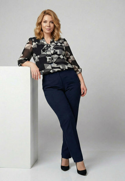 Официална черна макси туника с панделка и 7/8 ръкав