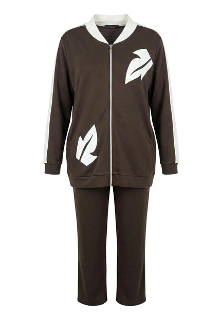 Ежедневен дамски макси комплект от две части в кафяво