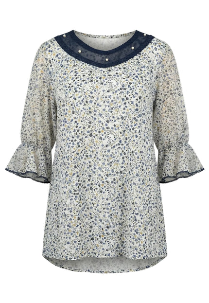 Официална бяла макси туника на цветя с перли и тюл