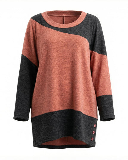 Асиметрична зимна туника в корал и графит голям размер