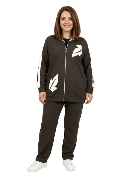 Ежедневен дамски макси комплект от две части в кафяво