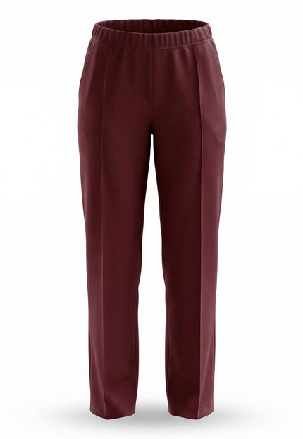 Pantaloni eleganți de damă, croi drept, culoarea bordo (Mărimi mari)