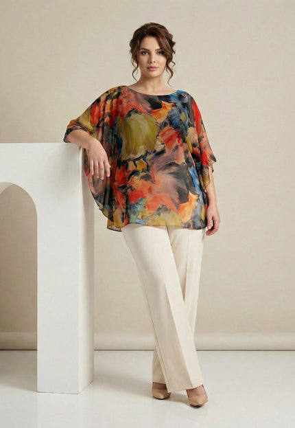 Официална макси туника с преливащ шифон