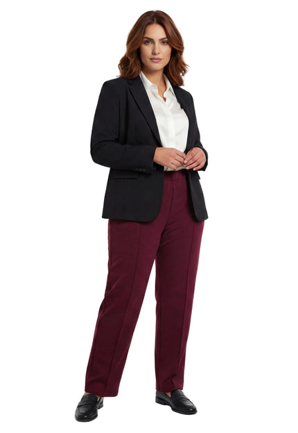 Pantaloni eleganți de damă, croi drept, culoarea bordo (Mărimi mari)