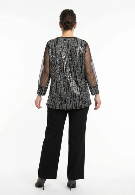 Официална разкроена туника с тюл и сребристи нишки