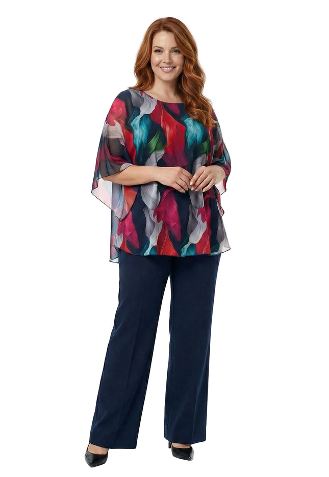 Официална  туника от шифон с еластична подплата големи размери