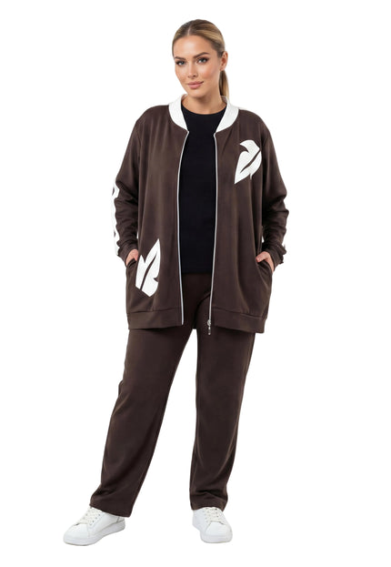 Ежедневен дамски макси комплект от две части в кафяво