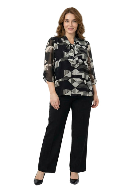 Официална черна макси туника с панделка и 7/8 ръкав