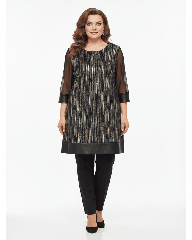 Елегантна разкроена туника с блясък - Макси размери | MaxiMarket
