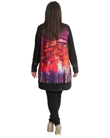 Ефектна туника с есенни мотиви – С еко кожа и мрежа - Maxi Market