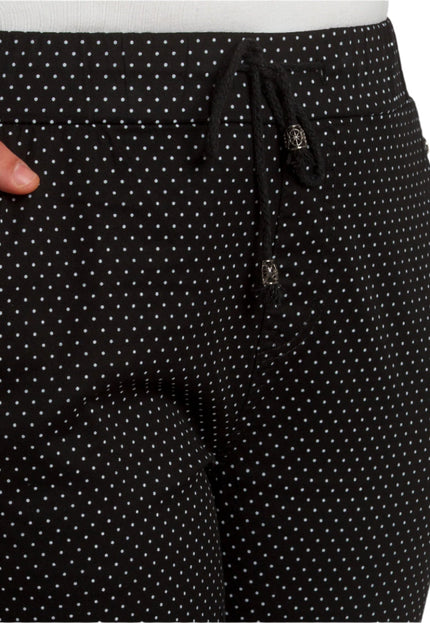 Елегантен черен макси панталон на бели точки и еластична талия - Maxi Market