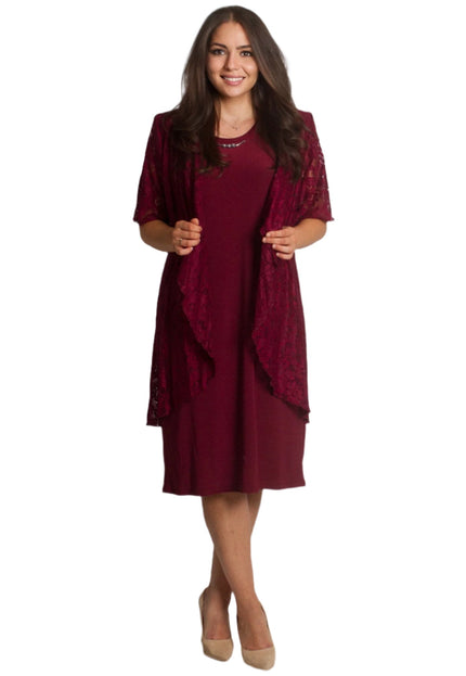 Елегантен дамски маски сет от рокля и дантелено сако - Maxi Market