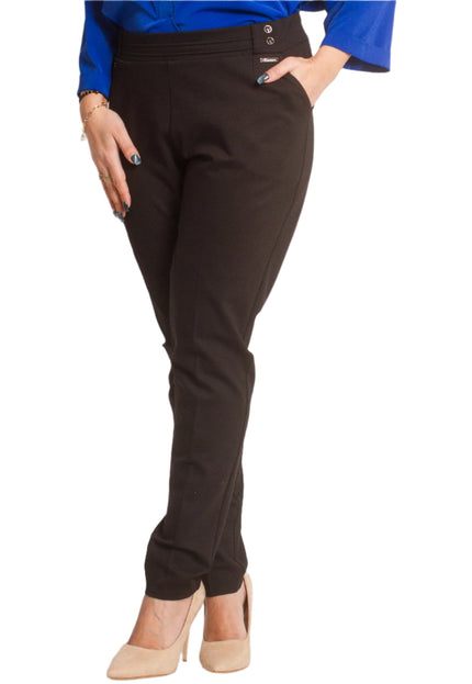 Елегантен дамски панталон с ластик и декоративни копчета - Maxi Market