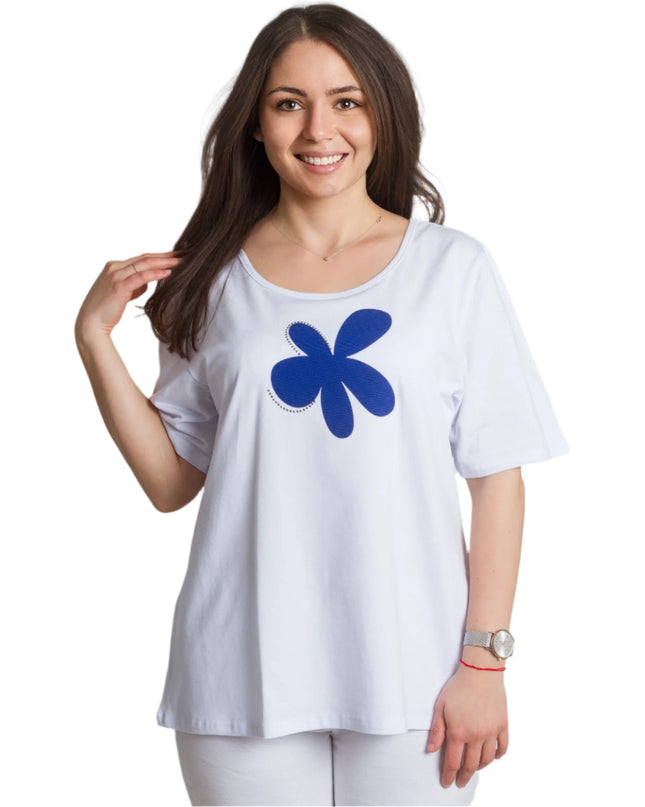 Елегантен комплект от блуза и сако в кралскосиньо - Maxi Market