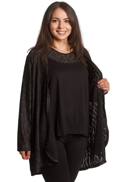 Елегантен комплект от две части с жилетка и топ в големи размери - Maxi Market