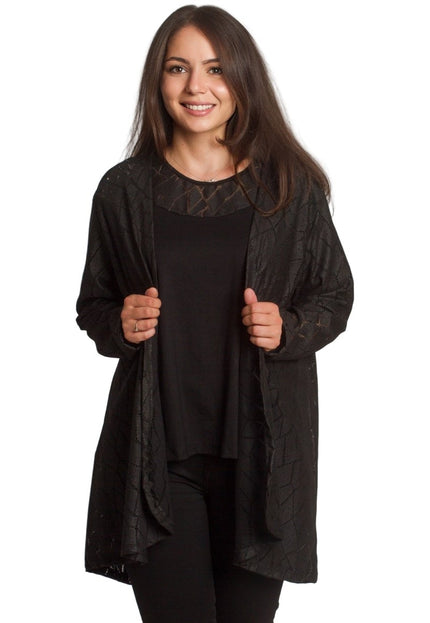 Елегантен комплект от две части с жилетка и топ в големи размери - Maxi Market