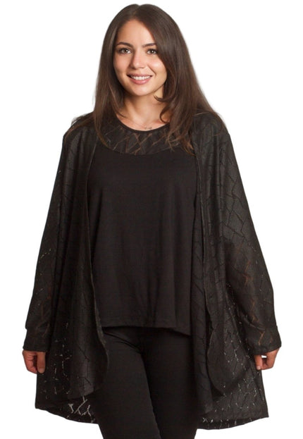 Елегантен комплект от две части с жилетка и топ в големи размери - Maxi Market