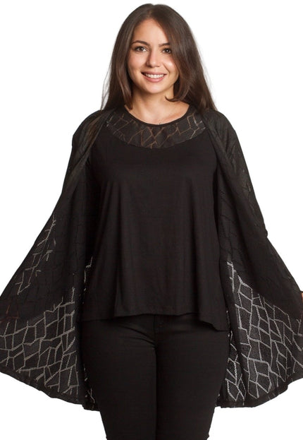 Елегантен комплект от две части с жилетка и топ в големи размери - Maxi Market