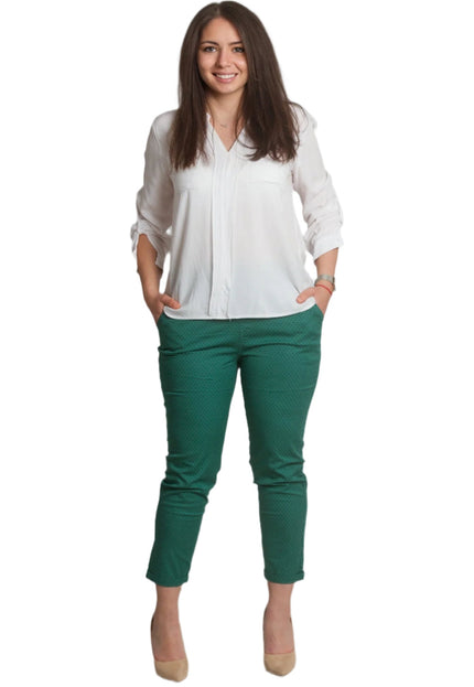 Елегантен зелен макси панталон на черни точки и еластична талия - Maxi Market