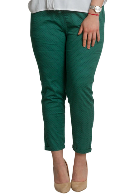 Елегантен зелен макси панталон на черни точки и еластична талия - Maxi Market