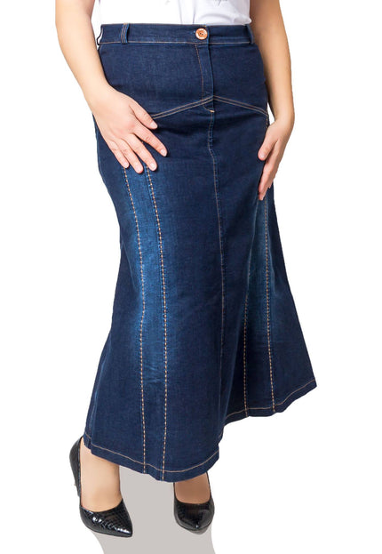 Fustă lungă din denim - Material elastic - XL-7XL