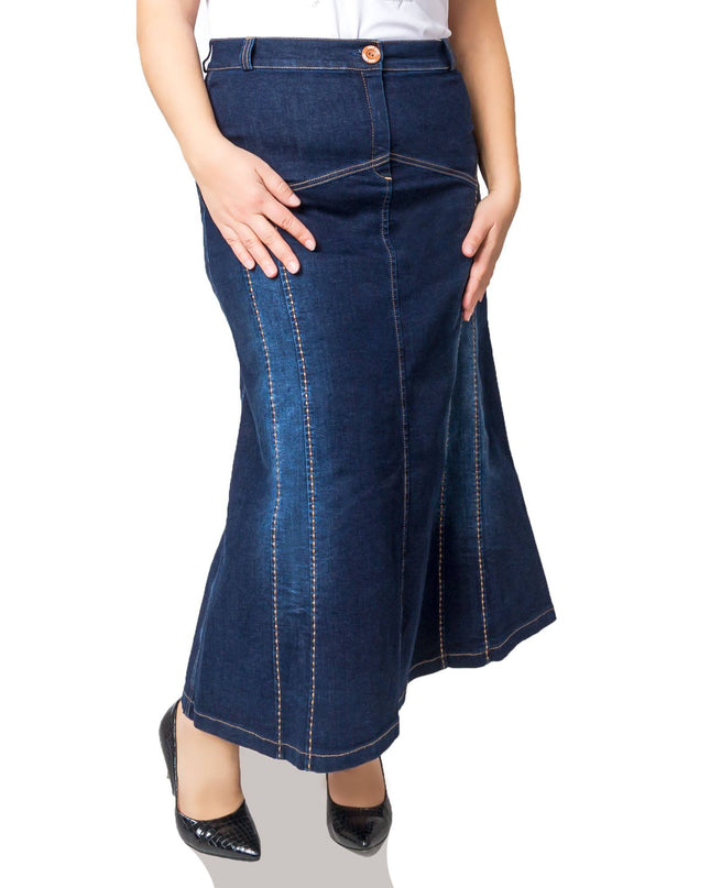 Fustă lungă din denim - Material elastic - XL-7XL