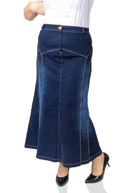 Fustă lungă din denim - Material elastic - XL-7XL