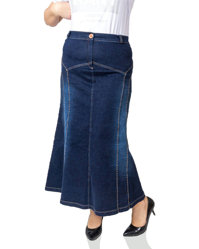 Fustă lungă din denim - Material elastic - XL-7XL