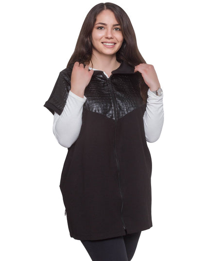 Plus Size Women’s Black Fall-Winter Cardigan with Zipper