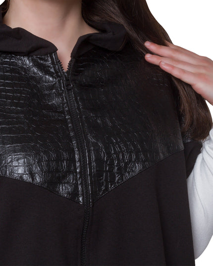 Plus Size Women’s Black Fall-Winter Cardigan with Zipper
