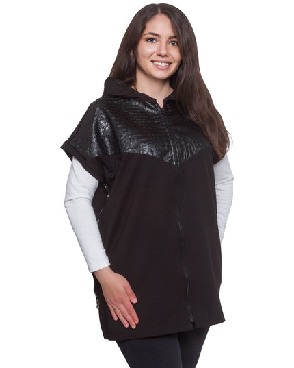 Plus Size Women’s Black Fall-Winter Cardigan with Zipper