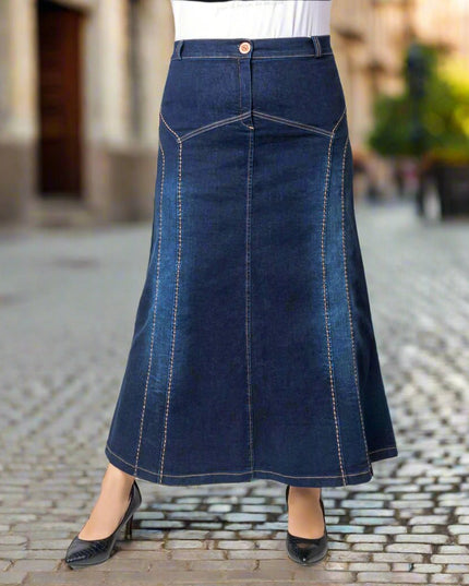 Fustă lungă din denim - Material elastic - XL-7XL