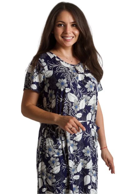 Елегантна лятна рокля с джобове и флорален десен - Maxi Market