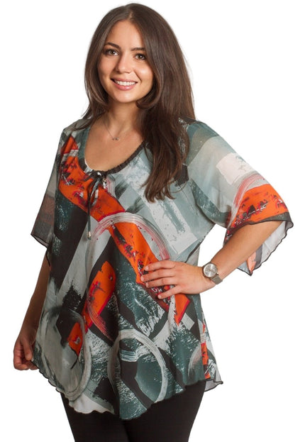 Елегантна макси туника с абстрактен десен - Maxi Market