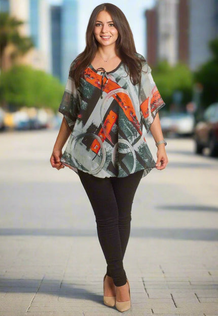 Елегантна макси туника с абстрактен десен - Maxi Market