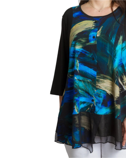 Елегантна макси туника с шифонен кант и 3/4 ръкави - Maxi Market