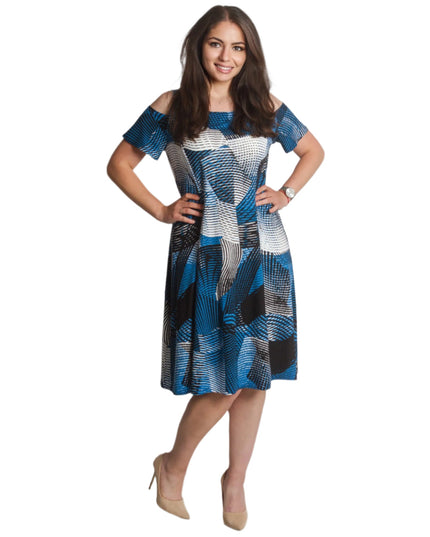 Елегантна разкроена макси рокля с отворени рамене - Maxi Market