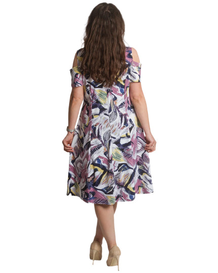 Елегантна разкроена рокля с отворени рамене в макси размери - Maxi Market