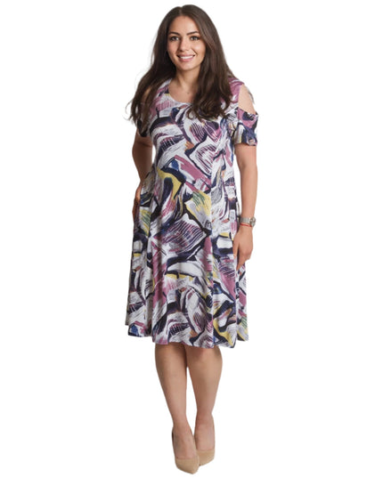 Елегантна разкроена рокля с отворени рамене в макси размери - Maxi Market