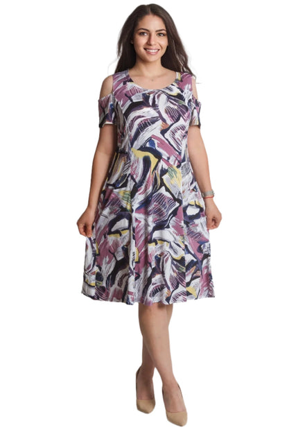 Елегантна разкроена рокля с отворени рамене в макси размери - Maxi Market