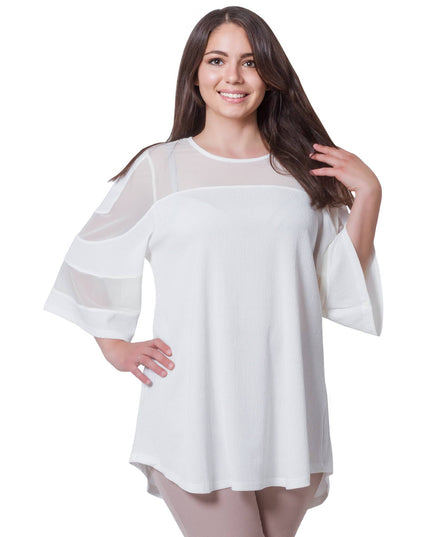 Елегантна туника от тюл в макси размери - деколте лодка - разкроена кройка - официални поводи - Пролет - Лято - произведено в България - Maxi Market