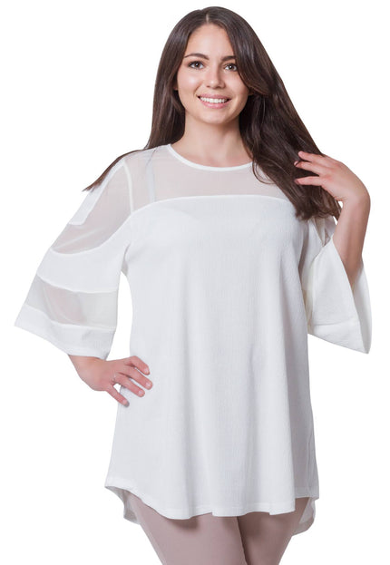 Елегантна туника от тюл в макси размери - деколте лодка - разкроена кройка - официални поводи - Пролет - Лято - произведено в България - Maxi Market