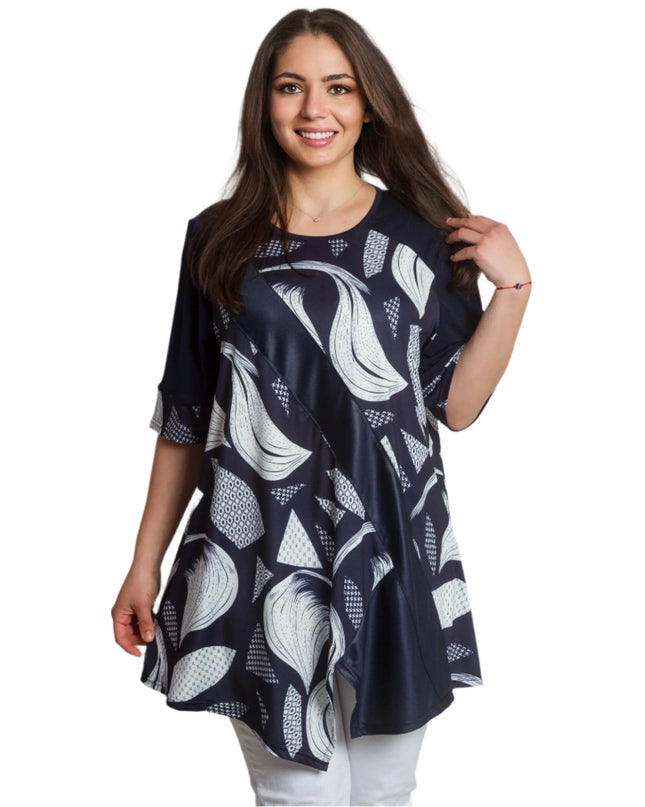 Елегантна туника с абстрактен десен в макси размери - Maxi Market