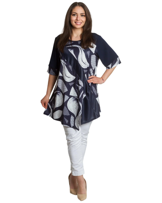 Елегантна туника с абстрактен десен в макси размери - Maxi Market